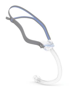 ResMed N30 mask with tubing attached side view