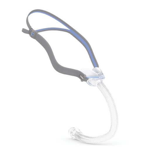 ResMed N30 mask with tubing attached side view