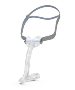 ResMed N30 mask with tubing attached